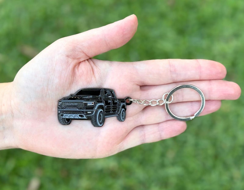 FOUR WHEEL BEAST Dodge RAM Keychain 1500 Accessories - Officially Licensed - Ram 2500 Toy Truck Key Chain 2019-2025 (Black) - Image 2