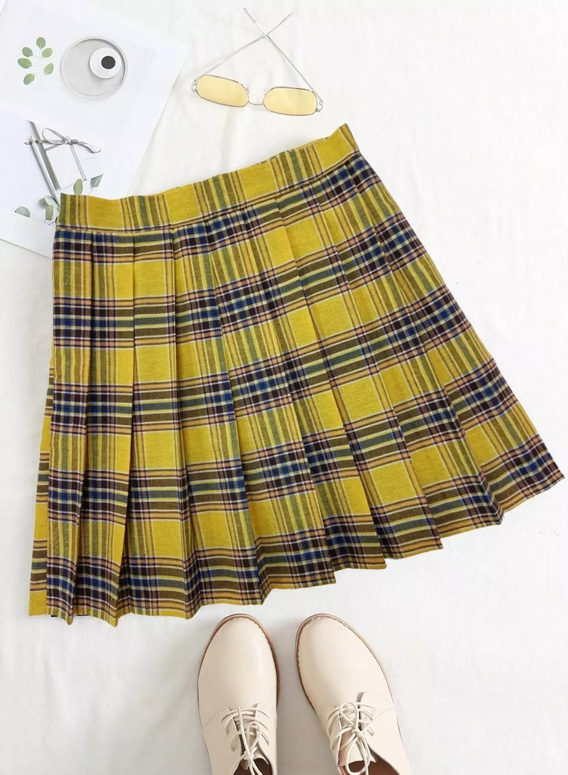 Zip Side Tartan Pleated Skirt  - Image 2