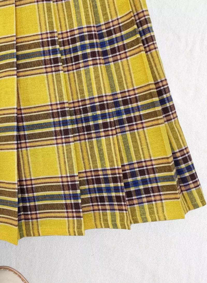 Zip Side Tartan Pleated Skirt  - Image 3