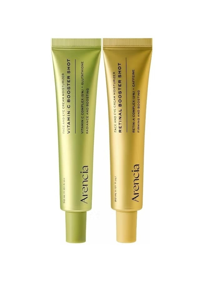 Arencia Vitamin C Booster Shot Day Cream Advanced Night Serum Facial Moisturizing Brightening And Firming Anti Aging Skincare Combination