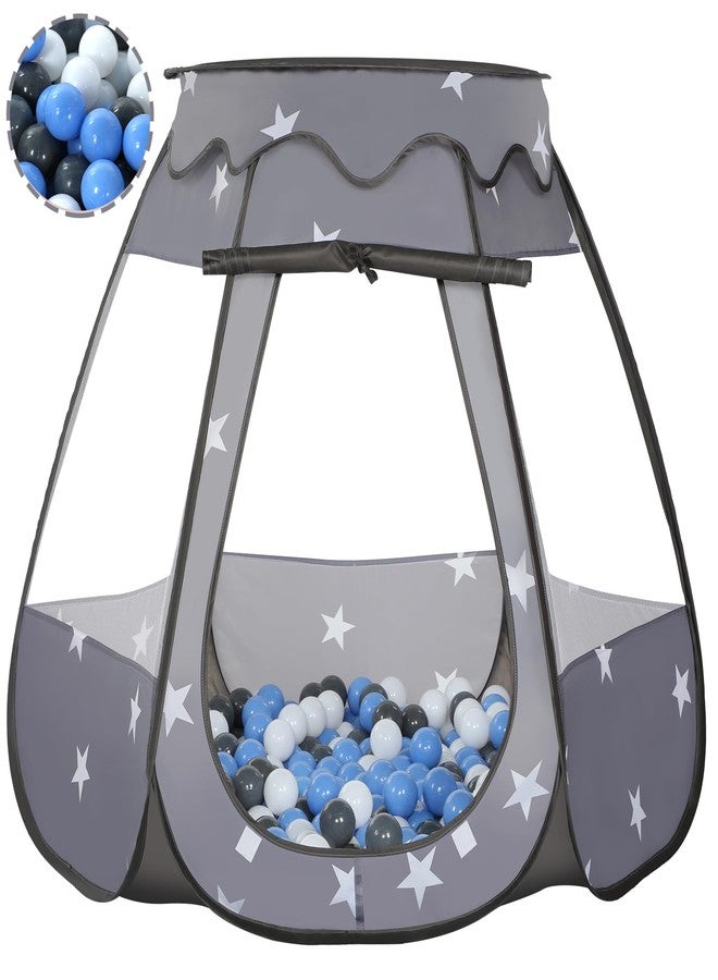 Wilhunter Baby Ball Pit for Toddler with 50 Balls, Kids Pop Up Play Tent for Girls, Princess Toys Gifts for Children Indoor & Outdoor Playhouse (Black: Gray/White/Babyblue, 109x90cm/50 Balls) - Image 1