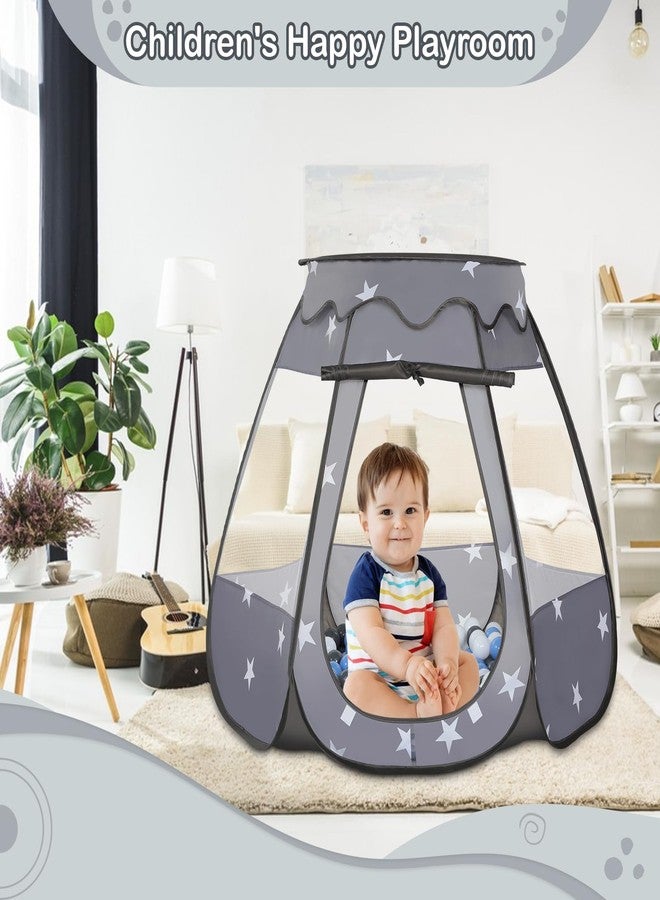 Wilhunter Baby Ball Pit for Toddler with 50 Balls, Kids Pop Up Play Tent for Girls, Princess Toys Gifts for Children Indoor & Outdoor Playhouse (Black: Gray/White/Babyblue, 109x90cm/50 Balls) - Image 4