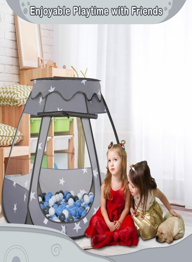 Wilhunter Baby Ball Pit for Toddler with 50 Balls, Kids Pop Up Play Tent for Girls, Princess Toys Gifts for Children Indoor & Outdoor Playhouse (Black: Gray/White/Babyblue, 109x90cm/50 Balls) - Image 3