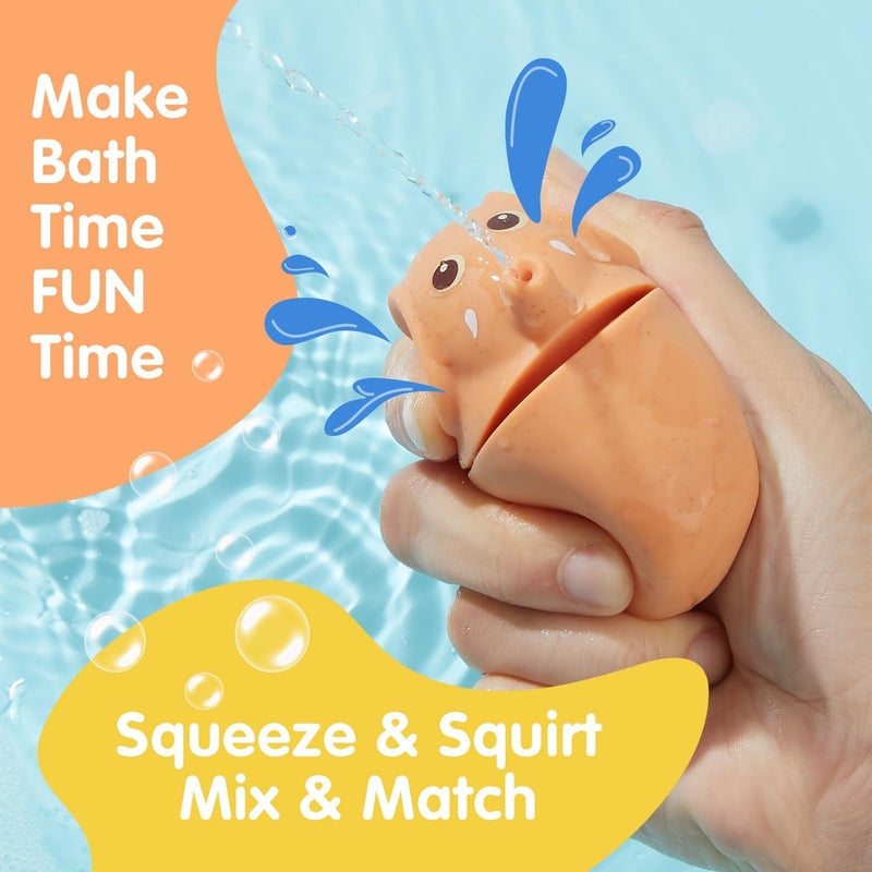 AMCHSURI Silicone Bath Toys with Floating Boats for Toddlers 1-3, 11 PCS Mold Free Bathtub Toy Infants 6-12 Months, Eco-Friendly Non Toxic Water Table Toddler Birthday Gift Preschool Boys/Girls - Image 2