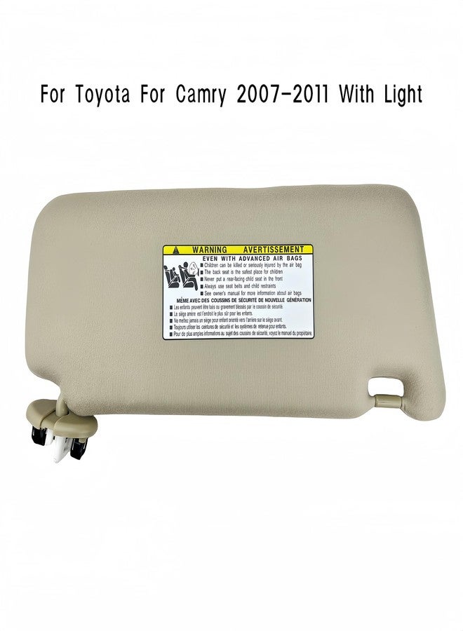 GlymXia Pair of Left and Right Sun Visors with Clips for Toyota Camry 2007 2008 2009 2010 2011 with Light Sunroof OEM Replace# 74320-06800-B0 (Beige Color) - Image 4