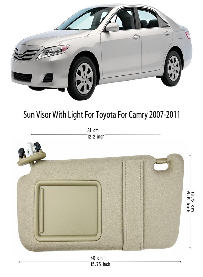 GlymXia Pair of Left and Right Sun Visors with Clips for Toyota Camry 2007 2008 2009 2010 2011 with Light Sunroof OEM Replace# 74320-06800-B0 (Beige Color) - Image 2