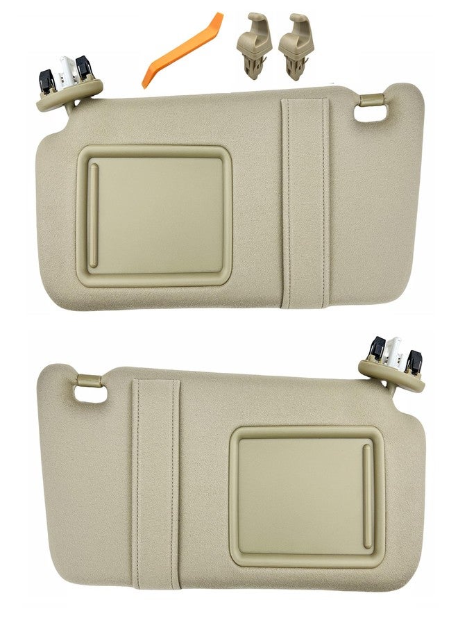 GlymXia Pair of Left and Right Sun Visors with Clips for Toyota Camry 2007 2008 2009 2010 2011 with Light Sunroof OEM Replace# 74320-06800-B0 (Beige Color) - Image 1