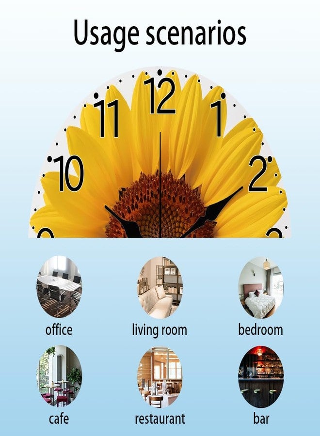 CHGCRAFT Sunflower Pattern Wall Clock Sunflower Non-Ticking Clock 12 Inch Round Decorative Clocks Printed Wall Clocks for Home Office Decoration - Image 3