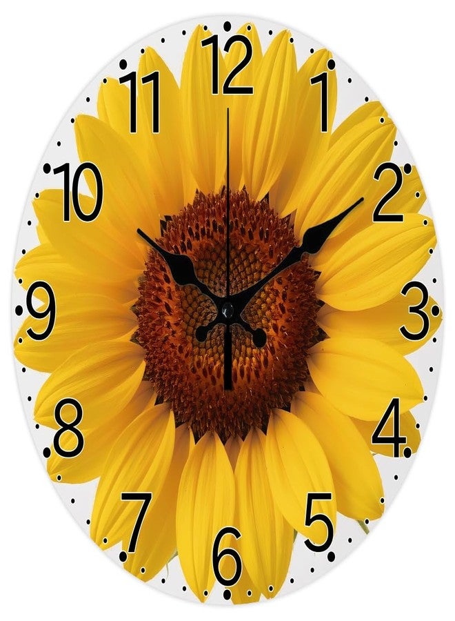 CHGCRAFT Sunflower Pattern Wall Clock Sunflower Non-Ticking Clock 12 Inch Round Decorative Clocks Printed Wall Clocks for Home Office Decoration - Image 1