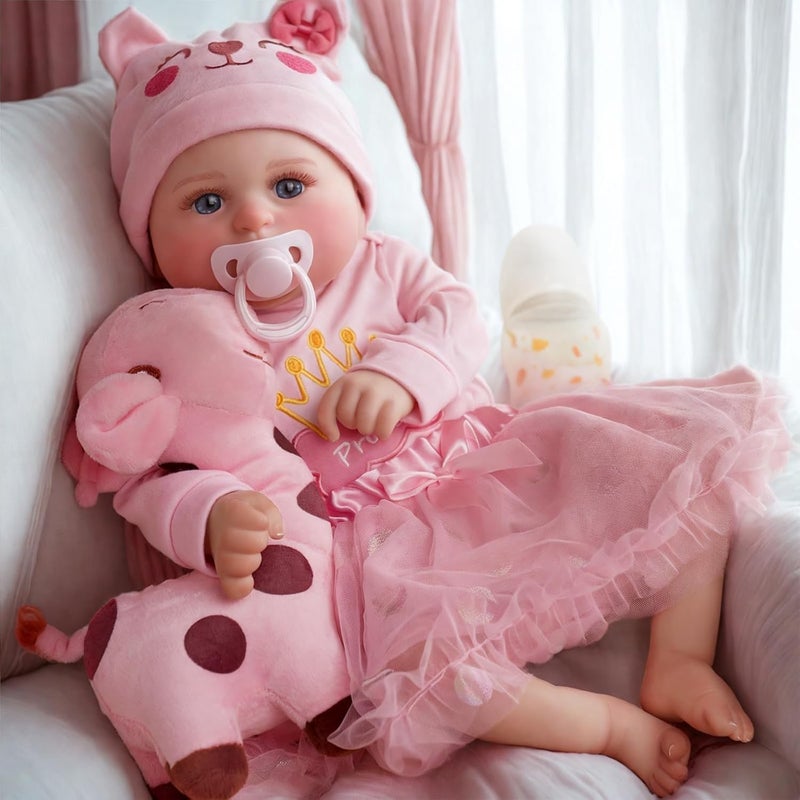 JIZHI Lifelike Reborn Baby Dolls 20Inch Cute Realistic Newborn Baby Doll Soft Cloth Body Real Life Baby Dolls Girl with Gift Box for Kids Age 3 Collection - Image 4