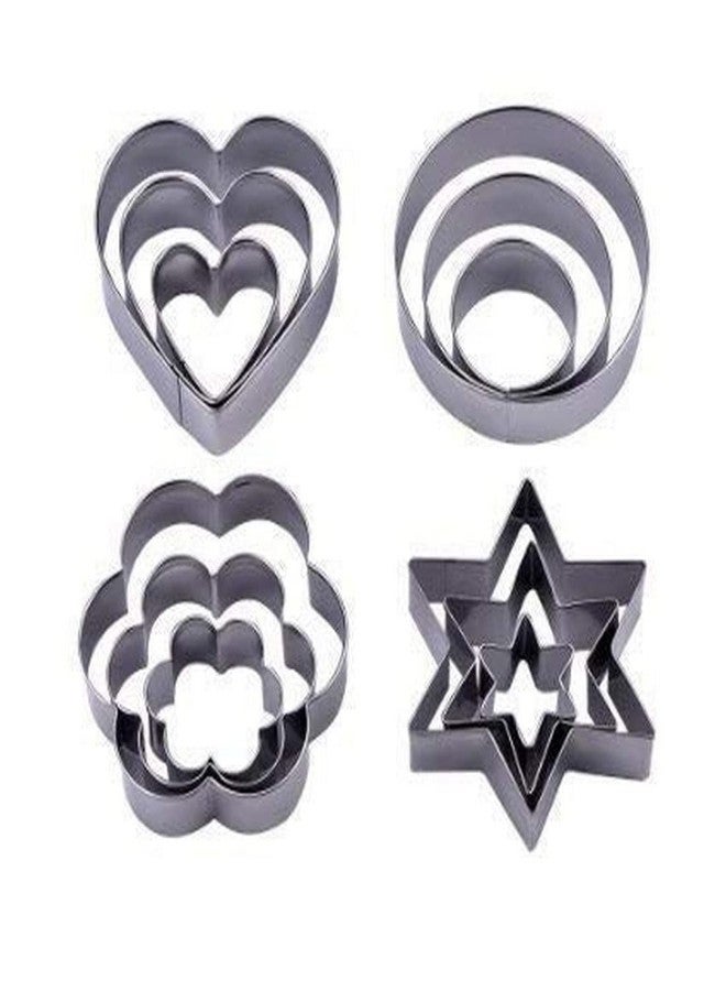 KAPI ZONE 12 Pieces Cookie Cutter Stainless Steel Cookie Cutter with Different Shape with Dough Press Dumpling Samosa Modak Gujiya Pie Mould Maker - Set of 3 (Combo) 1 Set - Image 1