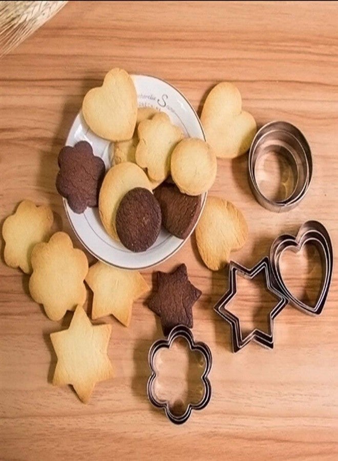 KAPI ZONE 12 Pieces Cookie Cutter Stainless Steel Cookie Cutter with Different Shape with Dough Press Dumpling Samosa Modak Gujiya Pie Mould Maker - Set of 3 (Combo) 1 Set - Image 3