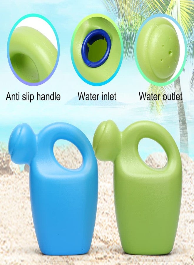 Dilabnba Beach Sand Watering Can Toy for Kids, Havy Duty Plastic Water Can for Garden Beach Bath Play Time, Water Can Garden Sandbox Tools for Boys Girls, 2PCS - Blue Green - Image 2