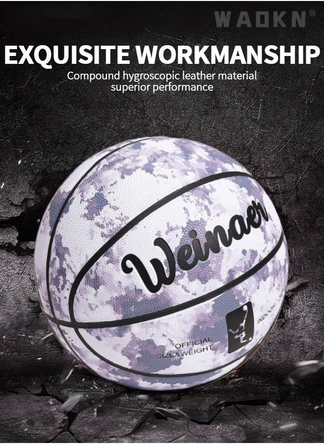 WAOKN Basketball Standard Offical Indoor Outdoor Basketball Leather Game Basketball Game Training Universal Basketball Outdoor Sports Goods,Made for Adults & Youth, Official Basketball Size 7  - Image 5