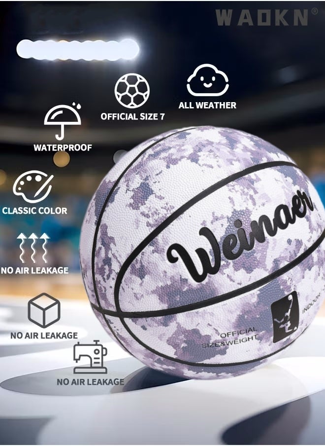 WAOKN Basketball Standard Offical Indoor Outdoor Basketball Leather Game Basketball Game Training Universal Basketball Outdoor Sports Goods,Made for Adults & Youth, Official Basketball Size 7  - Image 2