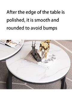 AGD Modern Nesting Round Coffee Table Set of 2 Pieces for Living Room Balcony Garden Etc, Round Coffee Table with Solid Metal Frame  - Image 4