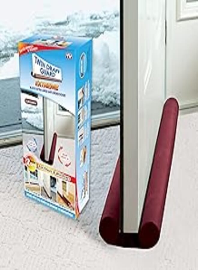 Twin Draft Guard Extreme, Set of 2, Window and Door Draft Stopper, Bottom-of-Door Soundproofing, Trademarked and Patented Original Under-Door Dust, Wind, and Noise Draft Stopper, 36 Inches, Burgundy