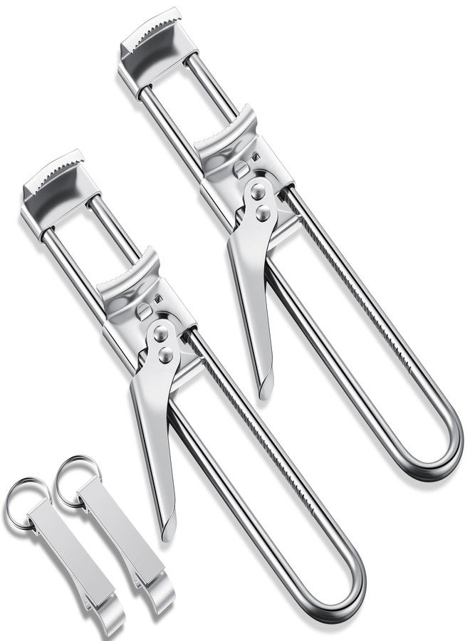 Enhon 2PCS Adjustable Stainless Steel Jar Opener & 2PCS Keychain Bottle Cap Opener, Jar Openers for Seniors, Arthritis, Men, Kids, Weak Hands, Gripper Tight Lid Kitchen Gadgets - Image 1