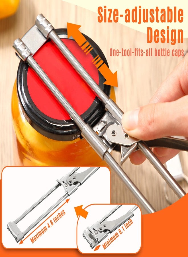 Enhon 2PCS Adjustable Stainless Steel Jar Opener & 2PCS Keychain Bottle Cap Opener, Jar Openers for Seniors, Arthritis, Men, Kids, Weak Hands, Gripper Tight Lid Kitchen Gadgets - Image 2