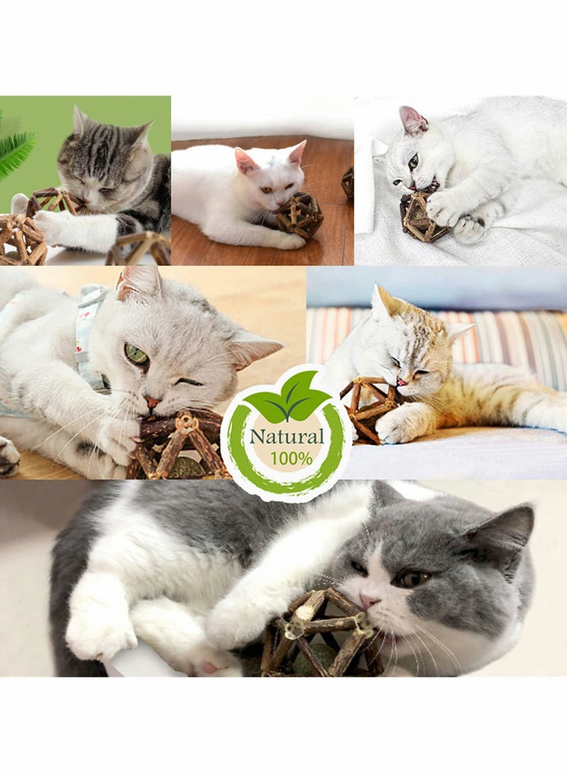 SOLARAE Catnip Toys, Natural Rattan Sticks Catnip Balls and Bell Balls, Indoor Sounding MolarToys, Teeth Cleaning Chew Toys (2 pcs) - Image 4