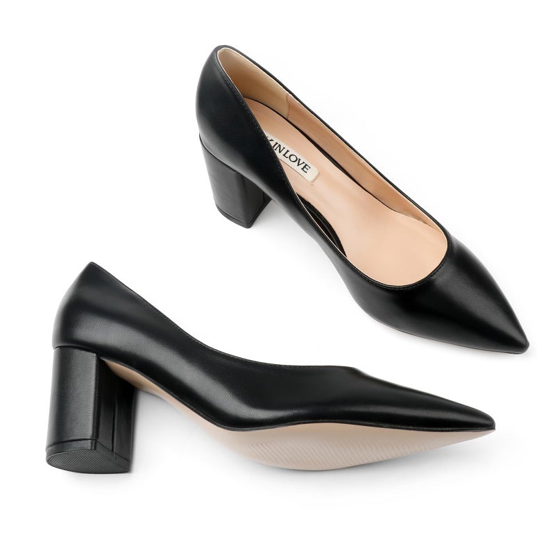 JOY IN LOVE Pumps for Women Chunky Heels Comfortable Block Heel Work Dress Pump Shoes Black Matte 8.5US - Image 5