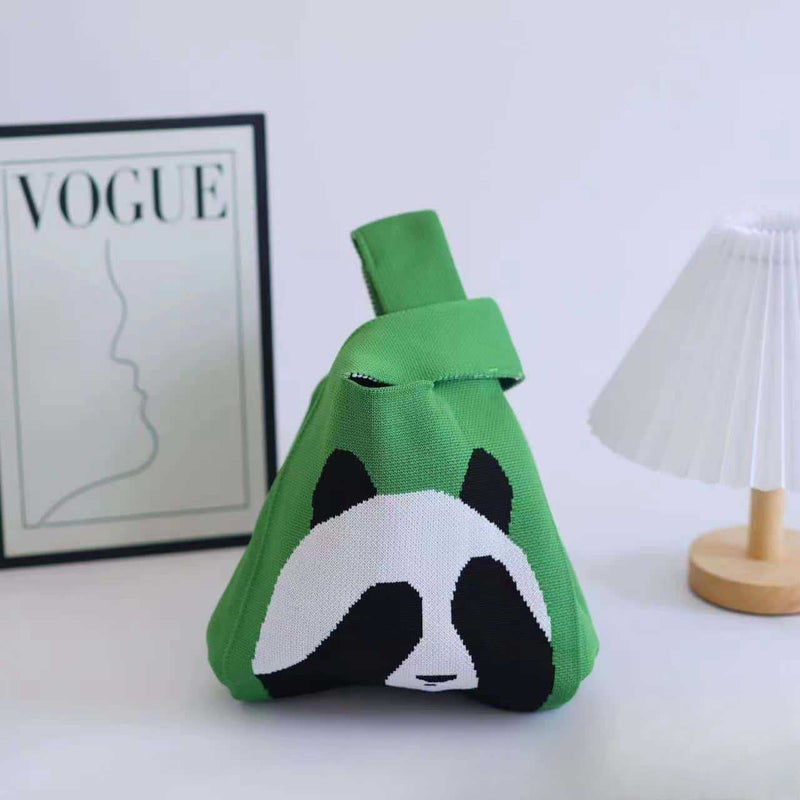 New Panda Knitted Gift Bag Cute Cartoon Figure Bag Chengdu Panda Grandpa Knitted Utility Bag Ready - Image 3