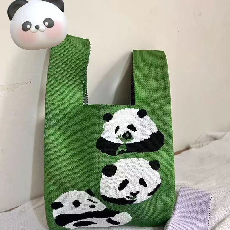 New Panda Knitted Gift Bag Cute Cartoon Figure Bag Chengdu Panda Grandpa Knitted Utility Bag Ready - Image 5
