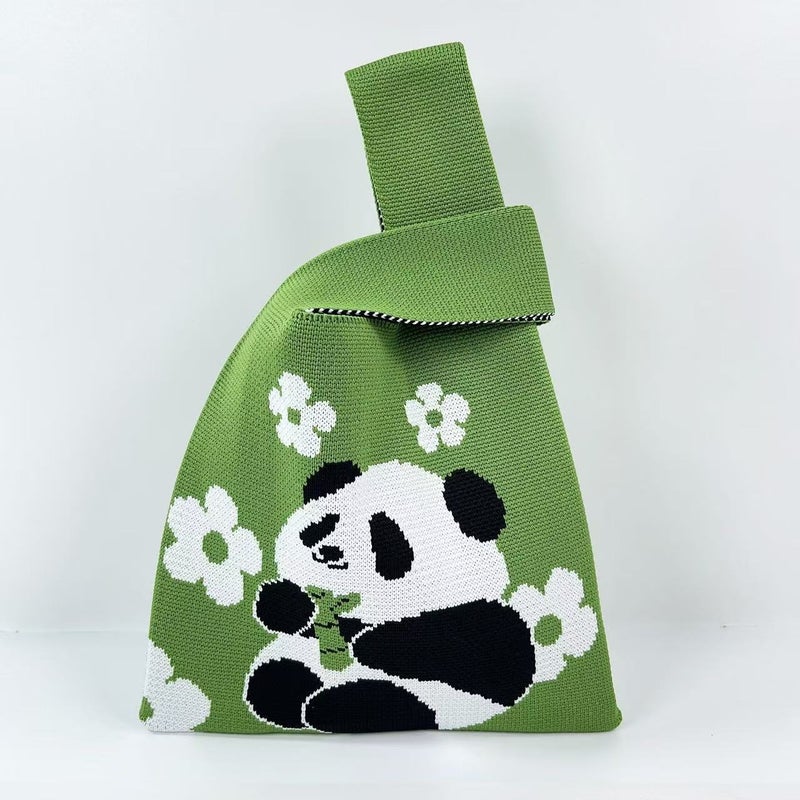 New Panda Knitted Gift Bag Cute Cartoon Figure Bag Chengdu Panda Grandpa Knitted Utility Bag Ready - Image 4