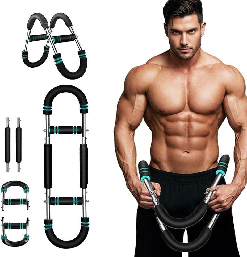 Lyrovo Chest Expander Arm Trainer 40-100lb Adjustable Chest Workout Equipment Twister Portable Power Twister Bar, Detachable Design Fitness Anywhere (Blue) - Image 1