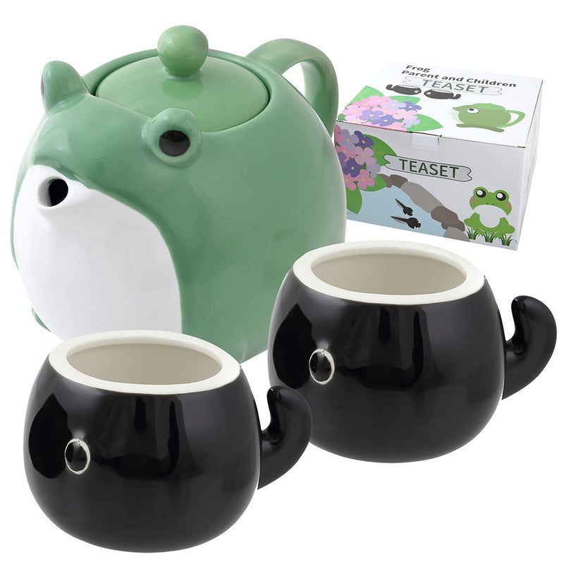 HAKONE YOSEGI Frog Teapot & Cup Set, Japanese Tea Service with Filter & Gift Box (30 oz Teapot, 2 5 oz Cups) - Image 1