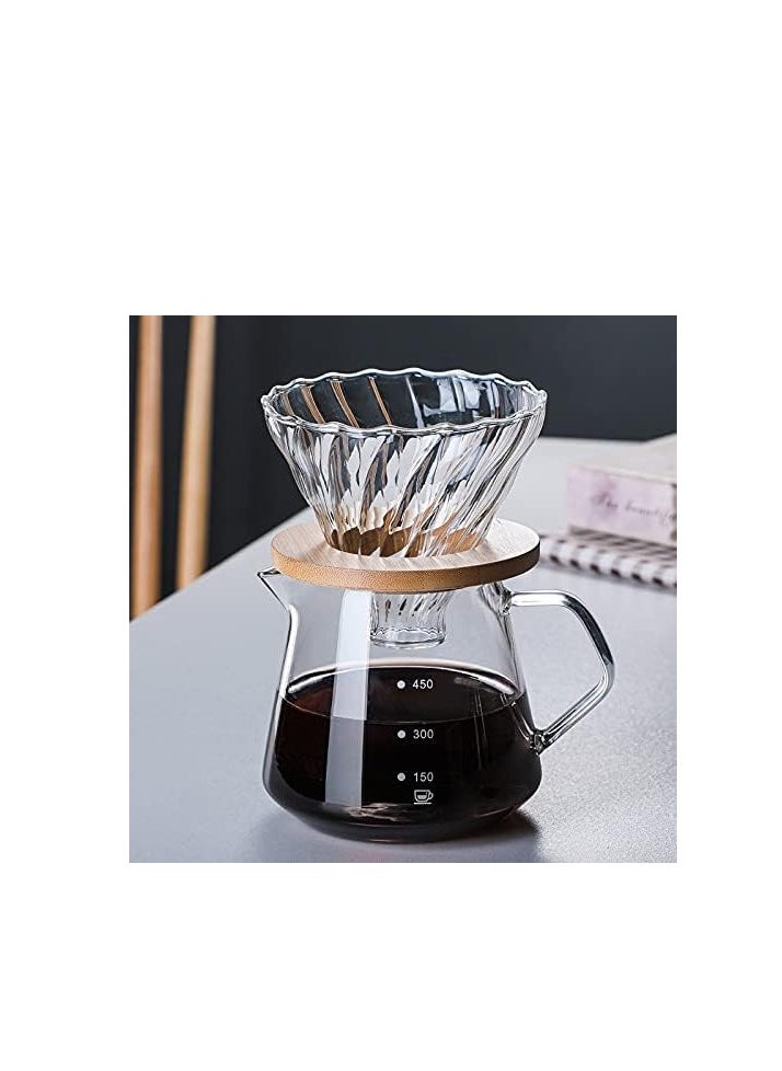 TRASSLE Pour Over Coffee Maker - 20 OZ /600ML Glass Carafe Coffee Server with Glass Coffee Dripper/Filter, Drip Coffee Maker Set for Home or Office  - Image 1