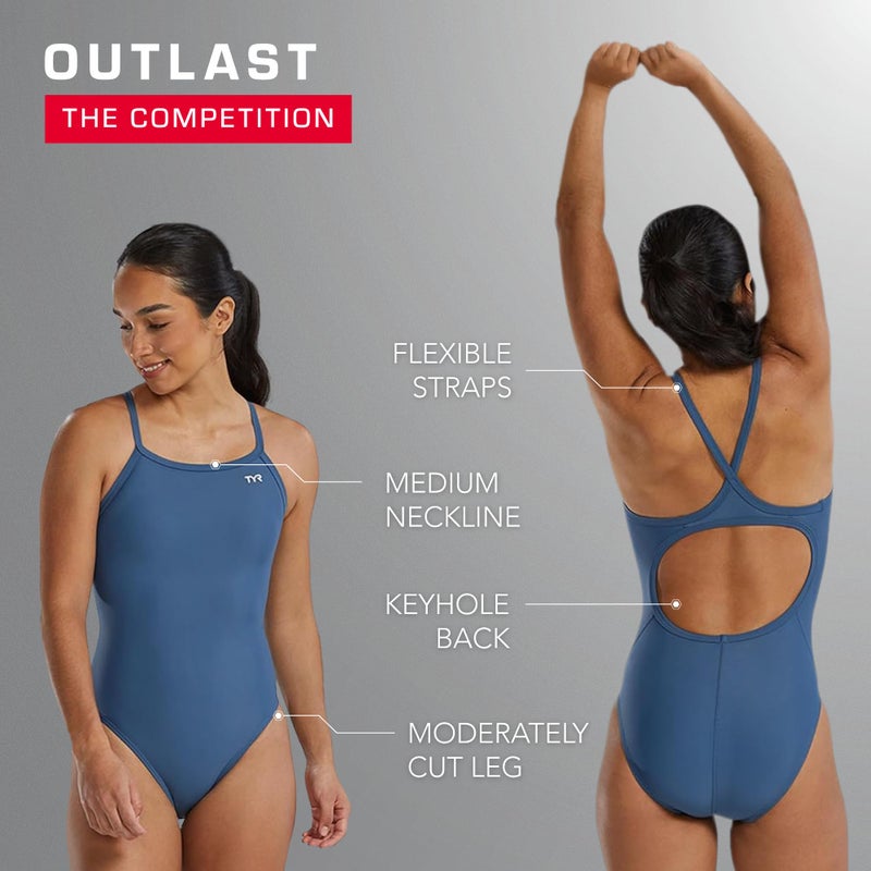 TYR Women's TYReco Solid Diamondback Swimsuit, Navy, 30 - Image 4