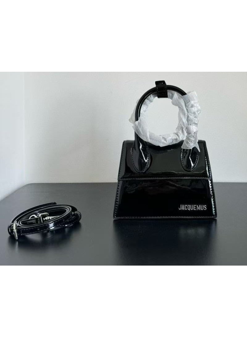 JACQUEMUS Le Chiquito Long Handbag Leather Flap Long With Crossbody Strap(Black)