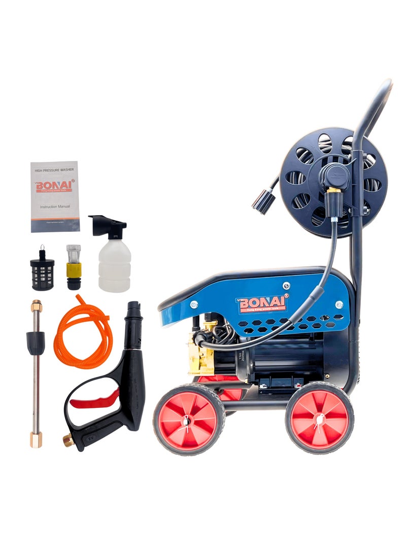 BONAI BONAI Electric Pressure Washer 3000W, 5800 PSI, Self-Priming Car Washer with Spray Gun, Detergent Tank, Hose & Reel – High Flow Power Washer for Car, Patio, Driveway, Garden  - Image 1