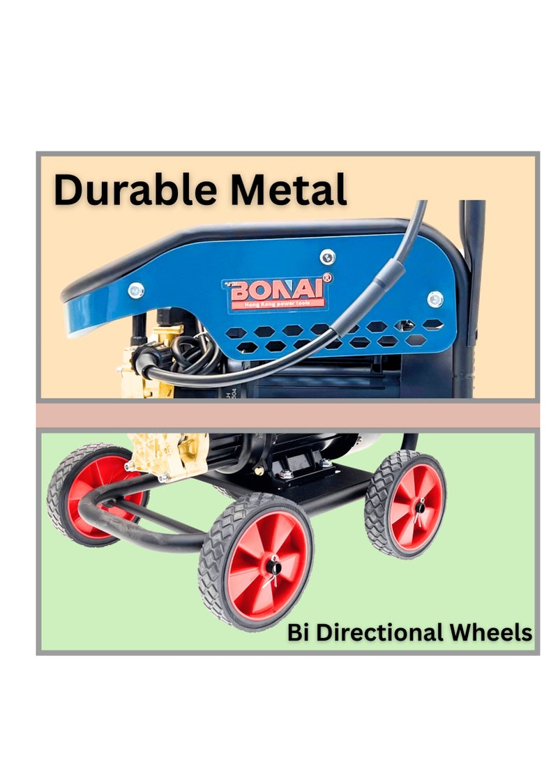 BONAI BONAI Electric Pressure Washer 3000W, 5800 PSI, Self-Priming Car Washer with Spray Gun, Detergent Tank, Hose & Reel – High Flow Power Washer for Car, Patio, Driveway, Garden  - Image 4
