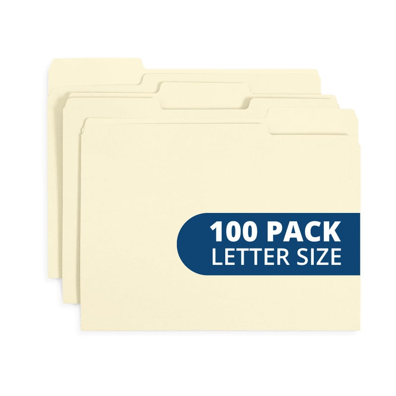 Blue Summit Supplies Manilla File Folders 8.5 x 11, 1/3 Cut Tab, Letter Size Vanilla folders, Great for Organizing and Easy File Storage, 100 Per Box (Manila) - Image 1