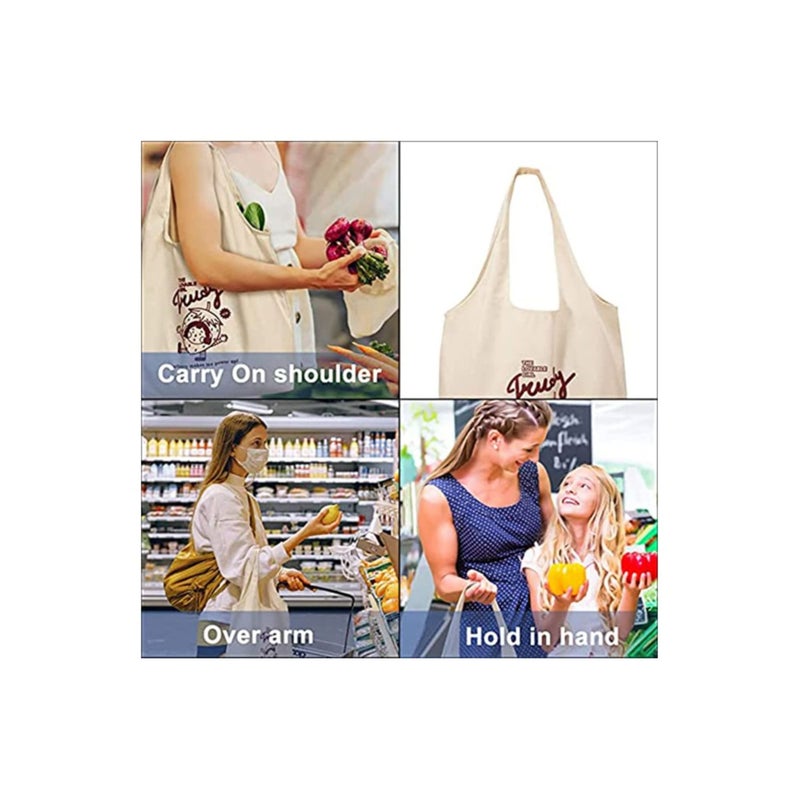 Barakah Canvas Tote Bags, with Inner Pocket Reusable Grocery Bags Bulk Reusable Shopping Bags Large Capacity Machine Washable - Image 3