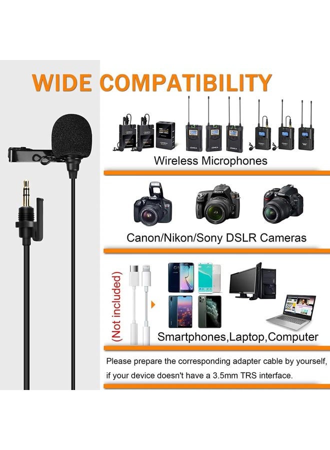 COMICA ميكروفون لافاليير احترافي كوميك CVM-SM-O1، ميكروفون مكثف متعدد الاتجاهات، ميكروفون مثبت على الملابس، ميكروفون لاف لنقل لاسلكي/كاميرا DSLR، ميكروفون تسجيل للمقابلات، المدونات، البث المباشر، إلخ - Image 4