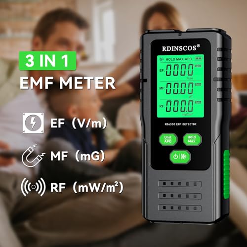 RDINSCOS EMF Detector – 3-in-1 Electromagnetic Radiation Meter for AC Magnetic, AC Electric & Microwave Fields – Handheld EMF Reader for Home, Office & Smart Meters, Ideal for Non-Professional Users - Image 2