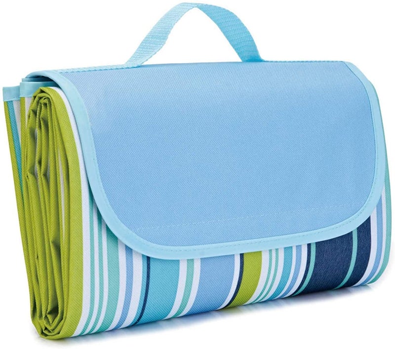 SMILEE Waterproof Foldable Outdoor Camping Mat Widen Picnic Mat Plaid Beach Blanket Blue 60" x 78" (152cm x 198cm) 4-6 People - Image 1