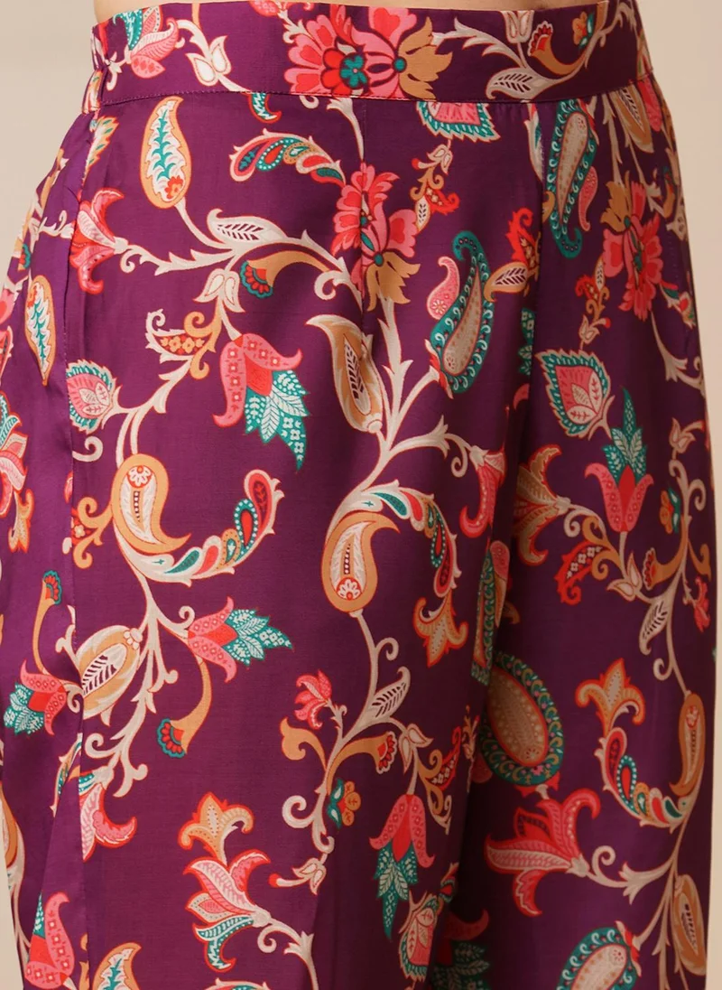 Globus  Globus Women Burgundy Embroidered Jaal Tunic Set With Pants for Women | Best Price UAE