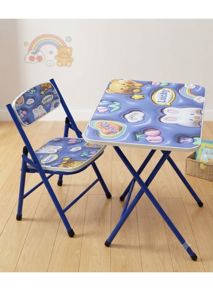 Children's table and chair set in various designs and colors.