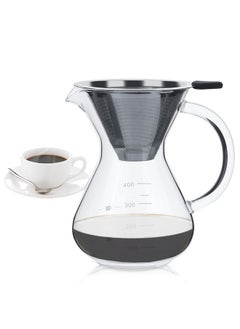 Natudeco Natudeco Pour Over Coffee Maker, Pour over Coffee Maker with Filter Glass Drip Coffee Maker Filter Pot with Scale for Office Home Use  - Image 1