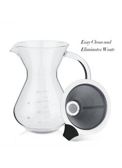 Natudeco Natudeco Pour Over Coffee Maker, Pour over Coffee Maker with Filter Glass Drip Coffee Maker Filter Pot with Scale for Office Home Use  - Image 2