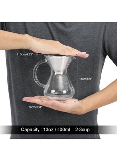 Natudeco Natudeco Pour Over Coffee Maker, Pour over Coffee Maker with Filter Glass Drip Coffee Maker Filter Pot with Scale for Office Home Use  - Image 3
