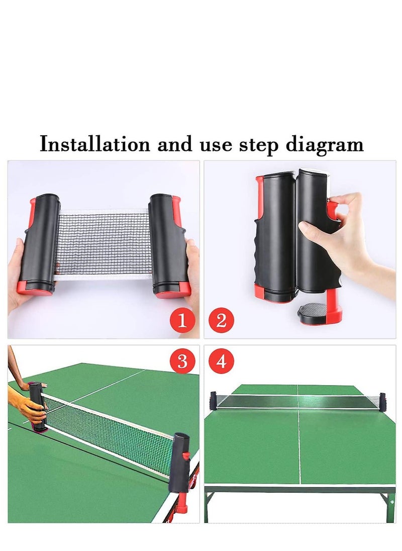 Portable Telescopic Table Tennis Net Rack 170CM, Black/Red