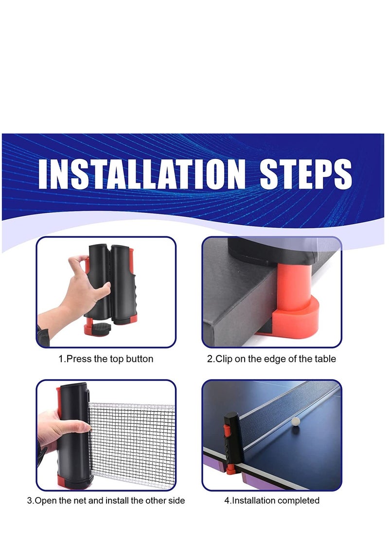 Portable Telescopic Table Tennis Net Rack 170CM, Black/Red