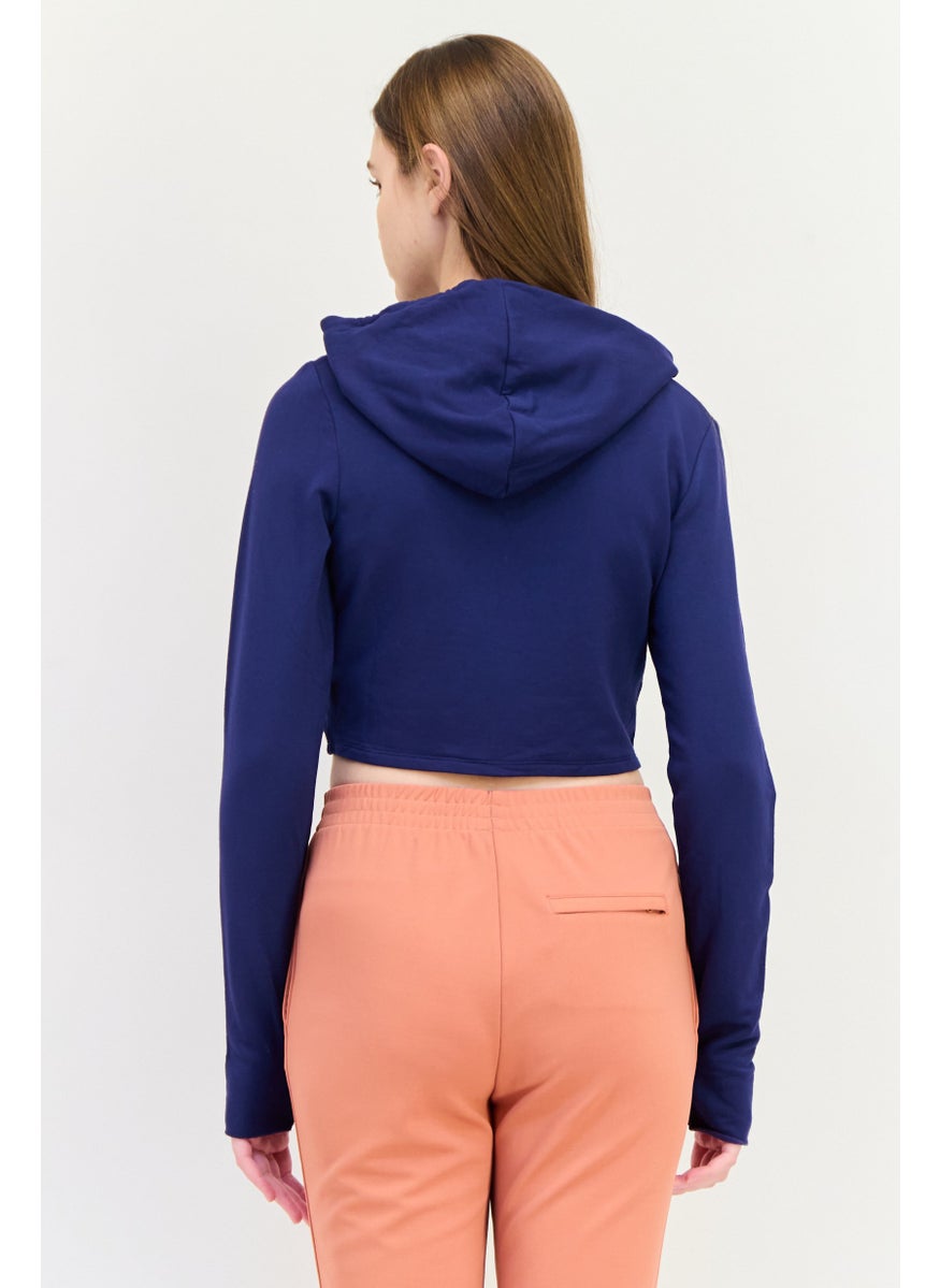 Aerie Offline x Aerie Women Sportswear Fit Long Sleeve Running Crop Sweatshirt, Navy Blue  - Image 2