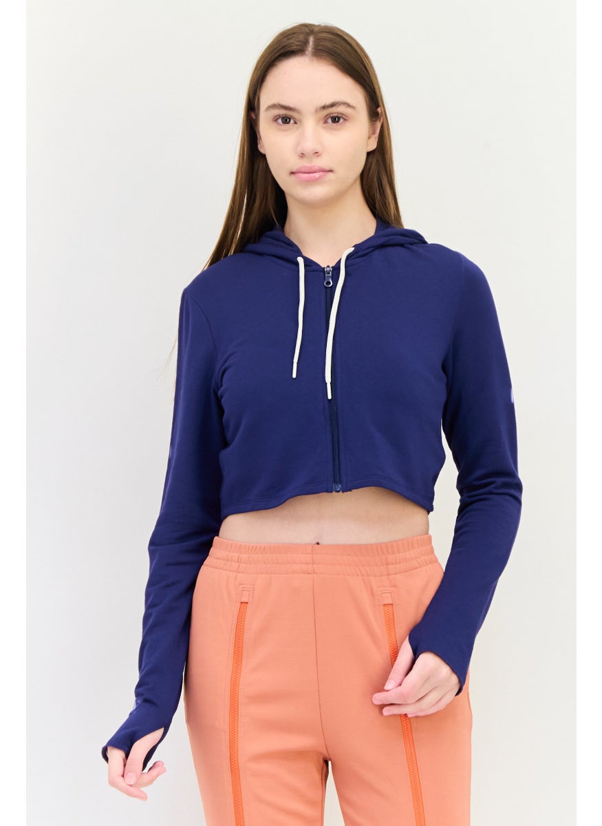 Aerie Offline x Aerie Women Sportswear Fit Long Sleeve Running Crop Sweatshirt, Navy Blue  - Image 1