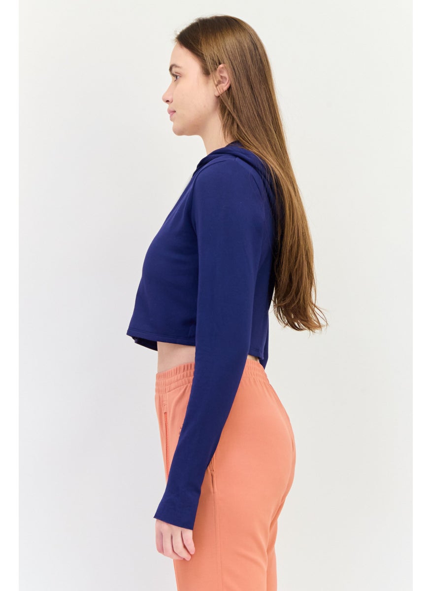 Aerie Offline x Aerie Women Sportswear Fit Long Sleeve Running Crop Sweatshirt, Navy Blue  - Image 3